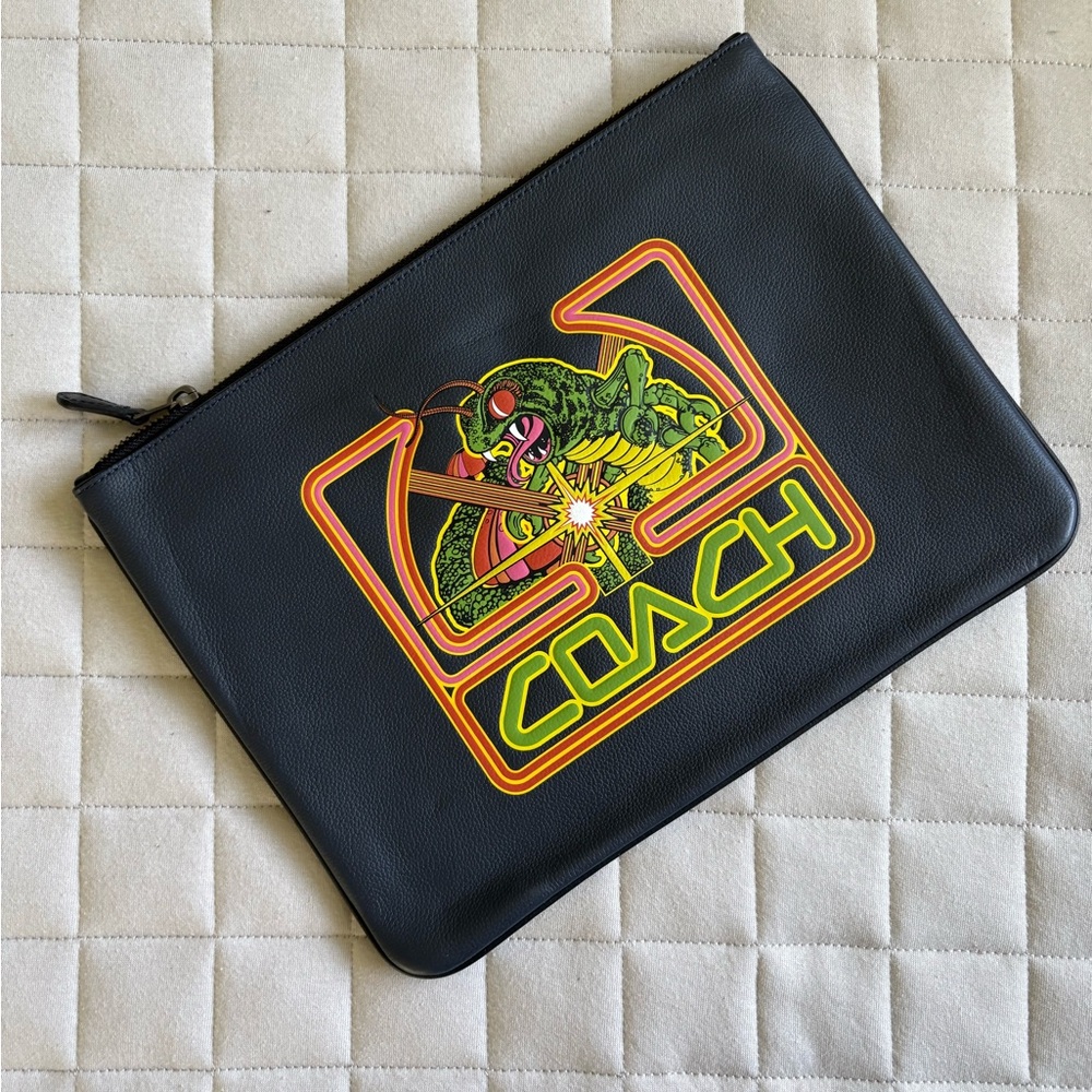 Coach Black Tablet Case/Pouch/Wristlet - Limited Edition ATARI CENTIPEDE